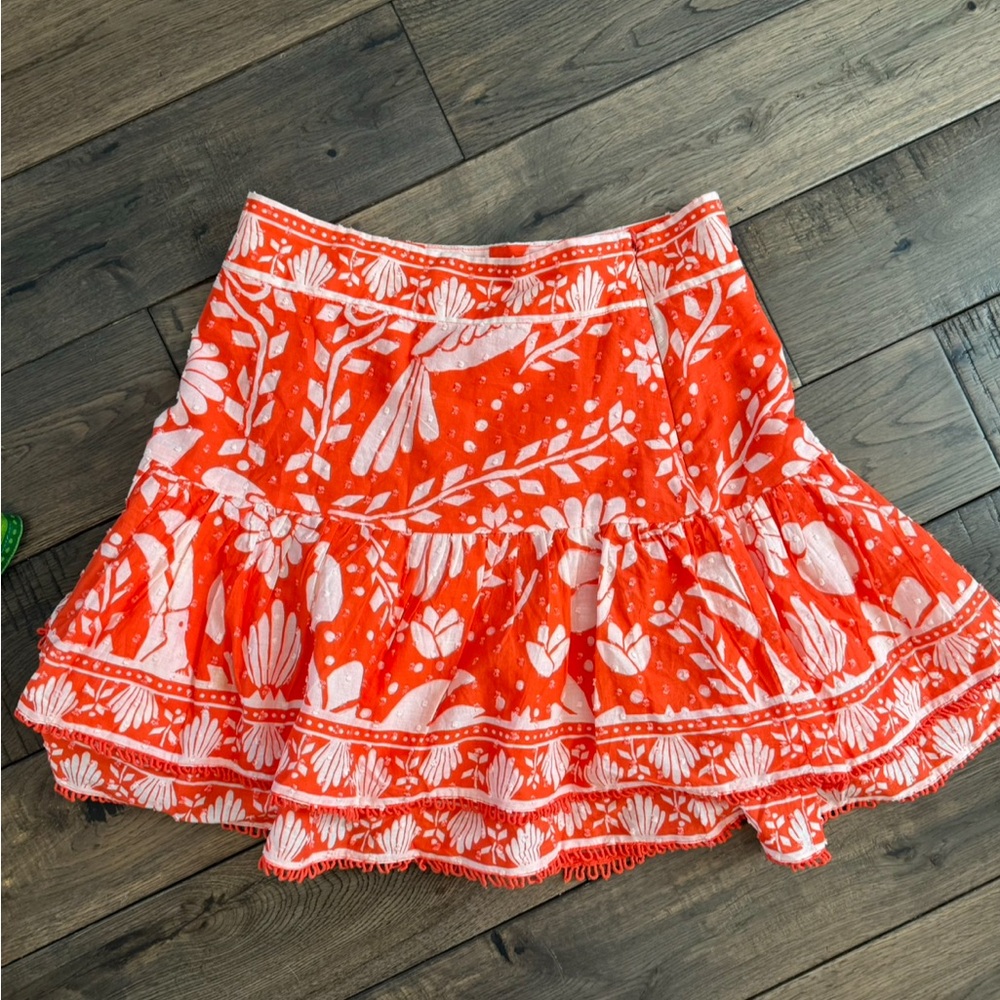 Farm Rio Orange & White Skirt